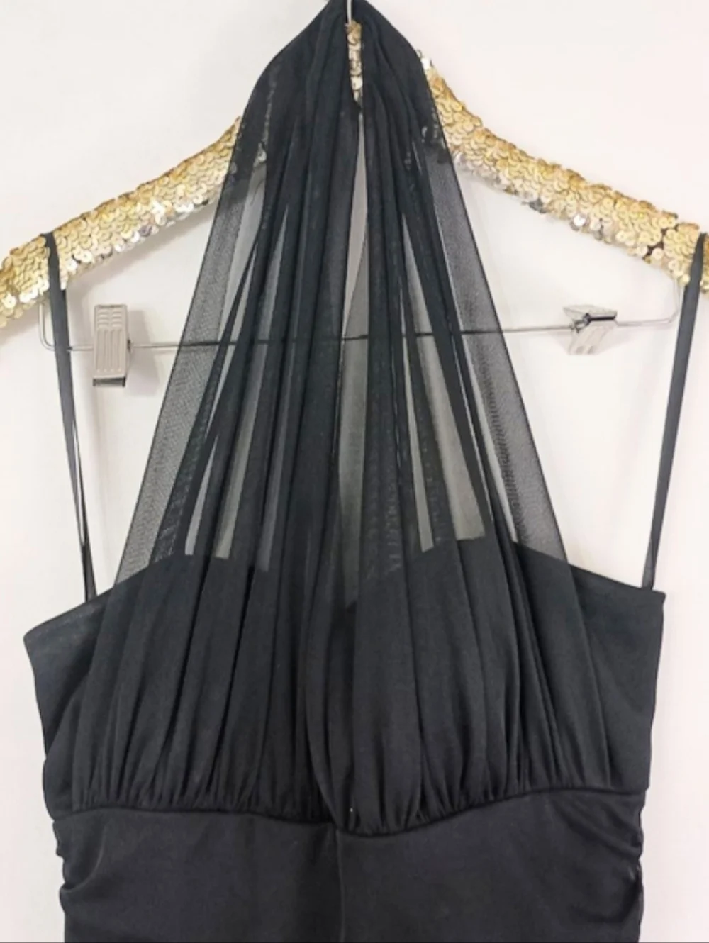 Vintage Y2K 2000s Blondie Nites Juniors Black Halter Prom Dress Ruffles - Picture 4 of 9